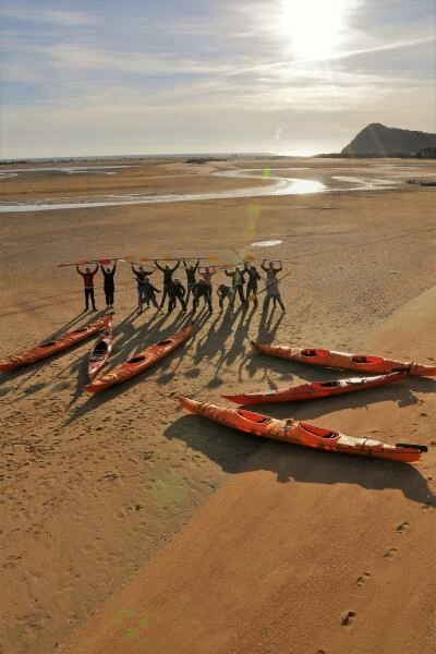 Kayaks on Abel Tasman beach